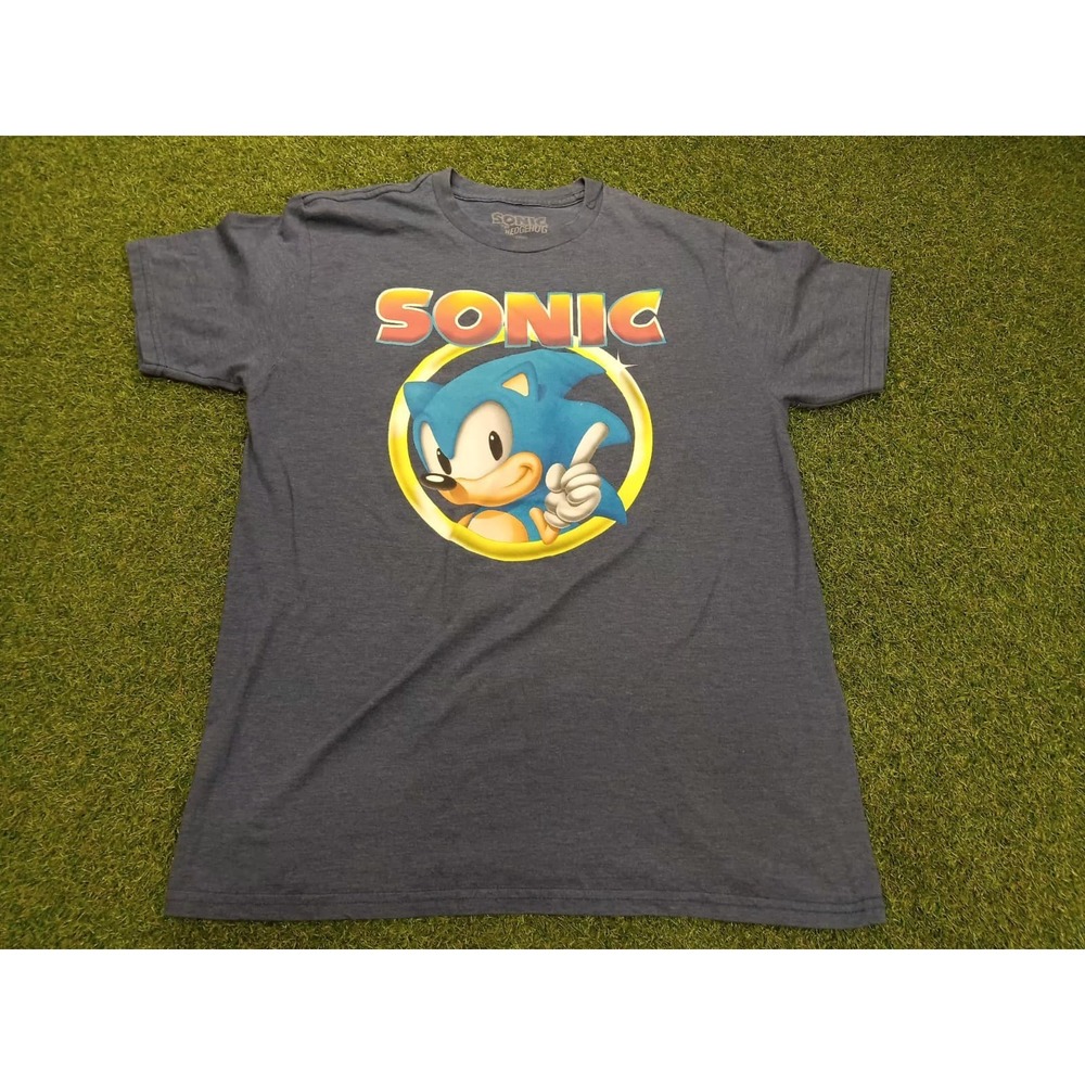 Sonic The Hedgehog T Shirt Mens Large Gray Sonic Logo Graphic Cotton‎ Streetwear